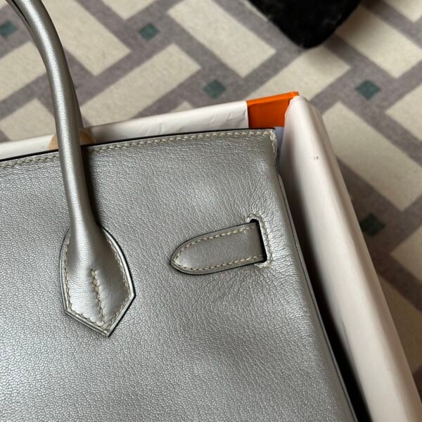 Hermes Bag Pictures Silver Chevre Leather Birkin 30CM Silver Hardware