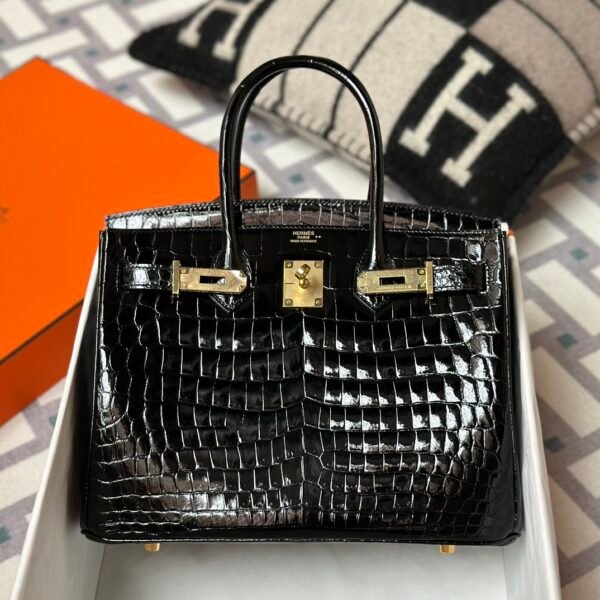 wsxc1714486644912_0 Kuwait Hermes Shiny Niloticus Crocodile 89 Noir Birkin 30CM Gold Hardware