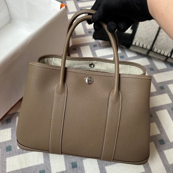 wsxc1714997612244_0-1 Hermes Bag Price Garden Party 30CM Negonda Leather CK18 Etoupe Silver Hardware