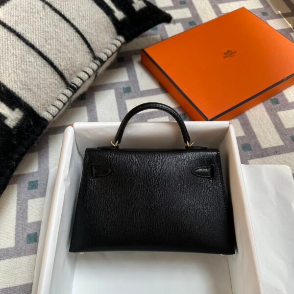 Kuwait Hermes Mini Kelly 19CM Chevre Leather 89 Noir Gold Hardware