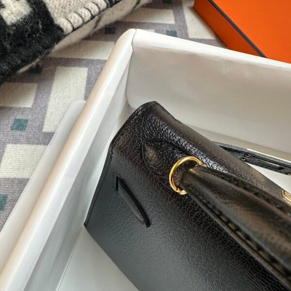 Kuwait Hermes Mini Kelly 19CM Chevre Leather 89 Noir Gold Hardware