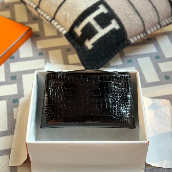 wsxc1715092981973_1 Hermes Bag Pictures Kelly Pochette 22cm 89 Black Shiny Alligator Crocodile Gold Hardware