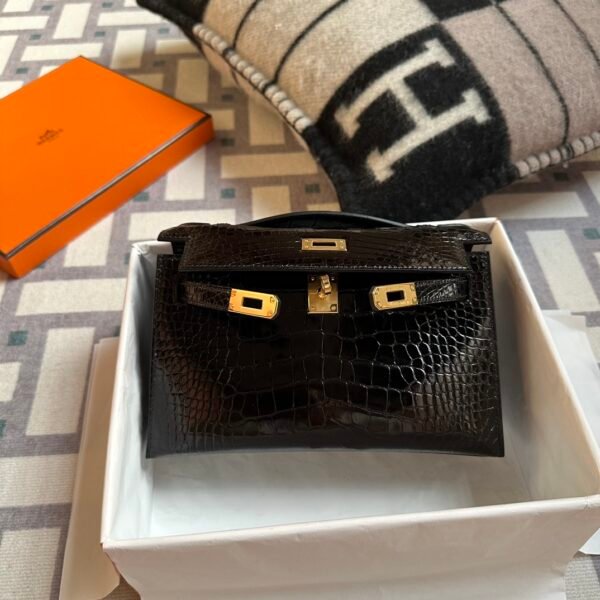 wsxc1715092981973_6 Hermes Bag Pictures Kelly Pochette 22cm 89 Black Shiny Alligator Crocodile Gold Hardware