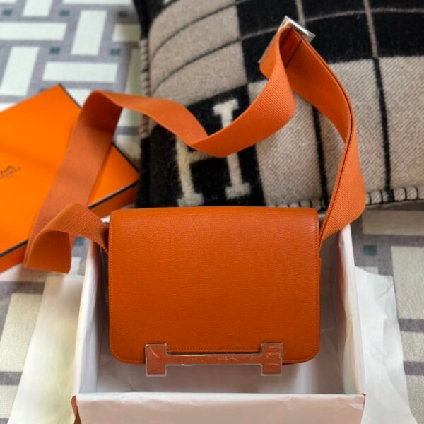 wsxc1715352201187_1 Indonesia Jakarta Hermes Chevre Leather 93 Orange Geta 20CM Silver Hardware