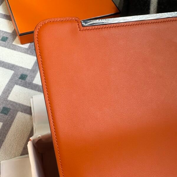 wsxc1715352201187_3 Indonesia Jakarta Hermes Chevre Leather 93 Orange Geta 20CM Silver Hardware