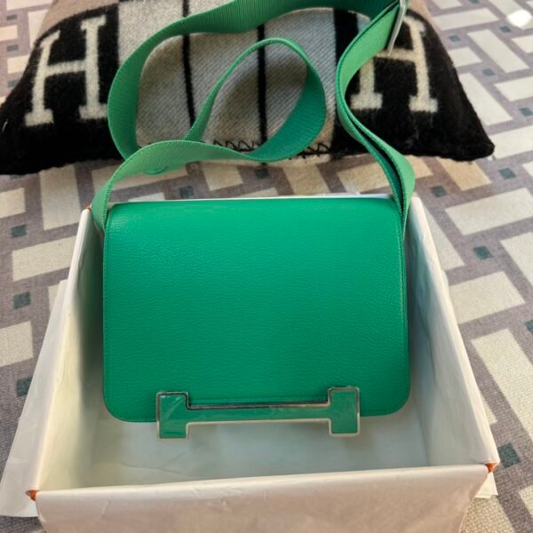 Russia Moscow Hermes Geta 20CM 6W Menthe Chevre Leather Silver Hardware