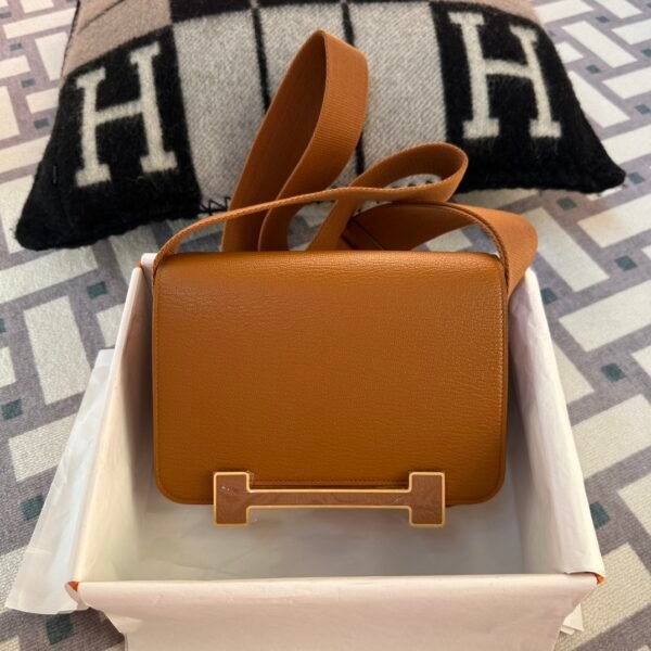 Hermes Boutique Chevre Leather Geta 20CM 93 Orange Gold Hardware