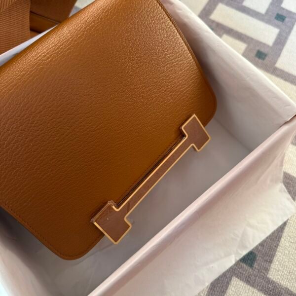 Hermes Boutique Chevre Leather Geta 20CM 93 Orange Gold Hardware