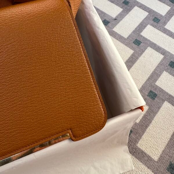 Hermes Boutique Chevre Leather Geta 20CM 93 Orange Gold Hardware