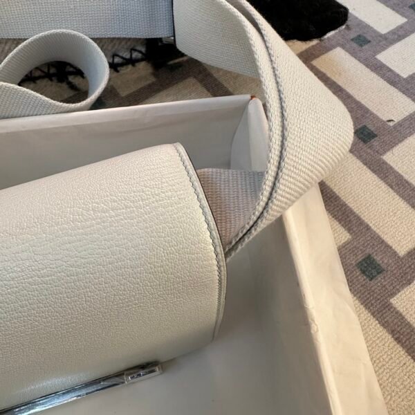 Taiwan Hermes 0T Blue Brume Chevre Leather Geta 20CM Silver Hardware