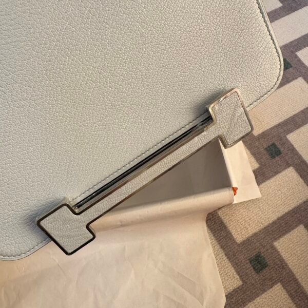 Taiwan Hermes 0T Blue Brume Chevre Leather Geta 20CM Silver Hardware