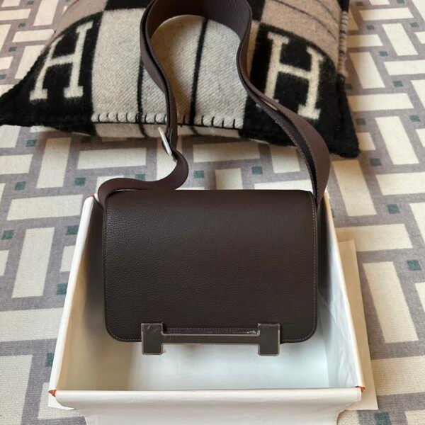 Hermes Bag Images Chevre Leather 0G Rouge Sellier Geta 20CM Silver Hardware