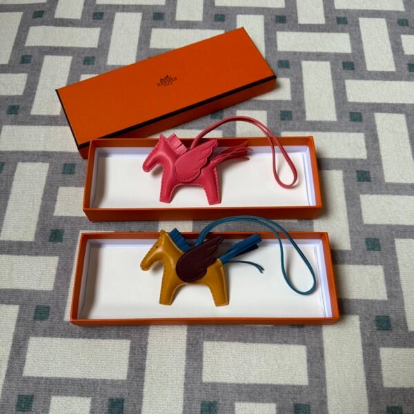 Hermes Rodeo Pegase PM Bag Charms U5 Rose Lipstick & 37 Gold Agneau Leather