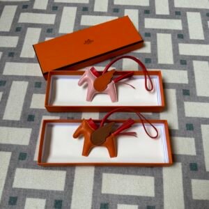 Hermes Bag Charms Rodeo Pegase PM Agneau Leather 1Q Rose Confetti & S5 Rouge Tomato