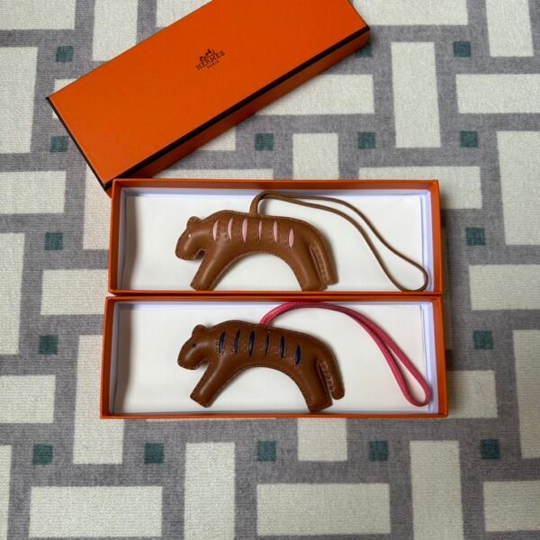Hermes Tiger Bag Charms 37 Gold/3Q Rose Sakura & 0M Chai/8W Rose Azalee Milo Lambskin