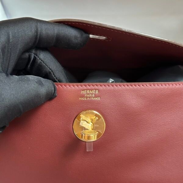 UAE Dubai Hermes Lindy 26CM CK55 Rouge H Swift Leather Gold Hardware