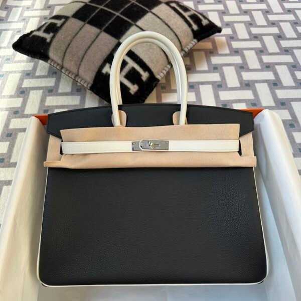 Special Orders Hermes 89 Noir/ 01 Blanc Togo Birkin 35CM Silver Hardware