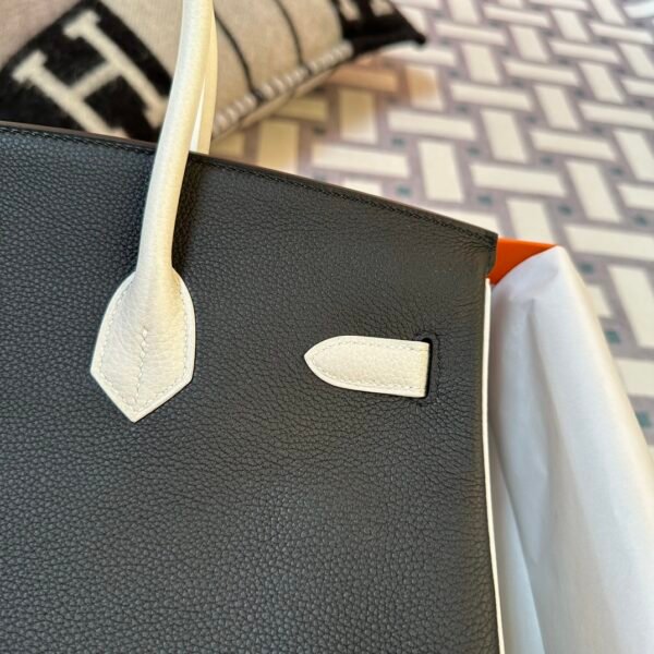 Special Orders Hermes 89 Noir/ 01 Blanc Togo Birkin 35CM Silver Hardware