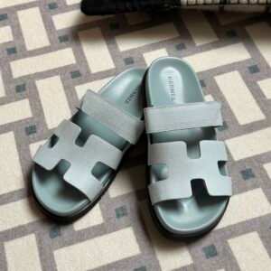 Hermes Shoes Price Chypre Sandals Epsom Leather U2 Blue Zephyr