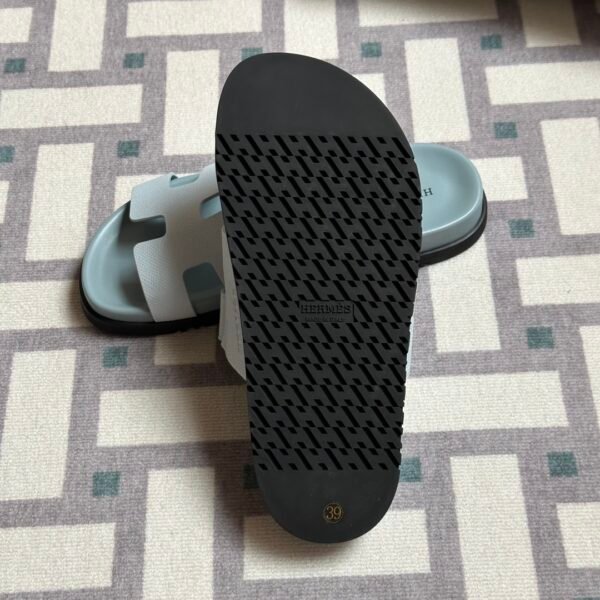 Hermes Shoes Price Chypre Sandals Epsom Leather U2 Blue Zephyr