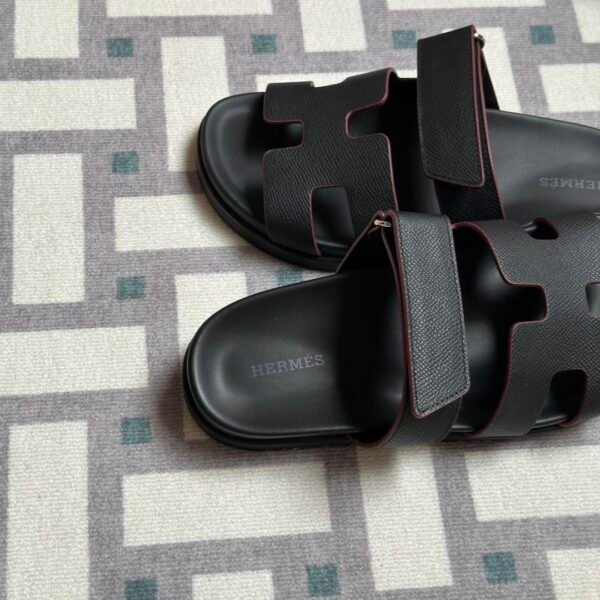 wsxc1716312415481_3 Vietnam Hermes Shoes Chypre Sandals Sippers 89 Noir Epsom Leather 34-41