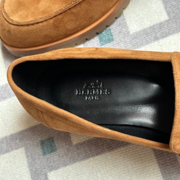 Thailand Hermes Faubourg Loafer Shoes 37 Gold Suede Leather Size34-41