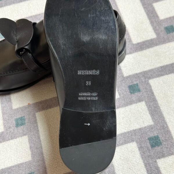 Thailand Bangkok Hermes Loafer Shoes Destin Moccasins Black Calf Leather Size34-41