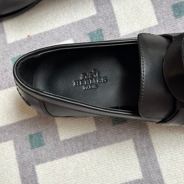 Thailand Bangkok Hermes Loafer Shoes Destin Moccasins Black Calf Leather Size34-41