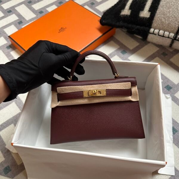 Indonesia Jakarta Hermes Mini Kelly 19CM Epsom Bordeaux Gold Hardware