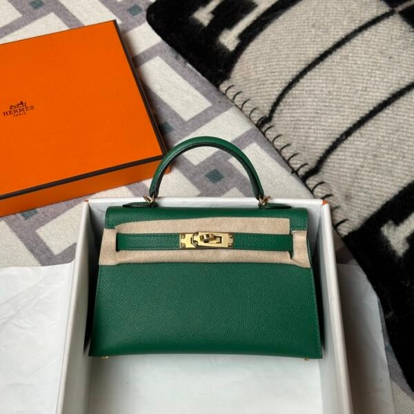 Hermes Bag Images Mini Kelly 19CM Epsom Leather 1L Cactus Gold Hardware
