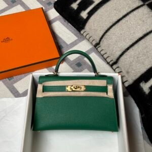 Hermes Bag Images Mini Kelly 19CM Epsom Leather 1L Cactus Gold Hardware