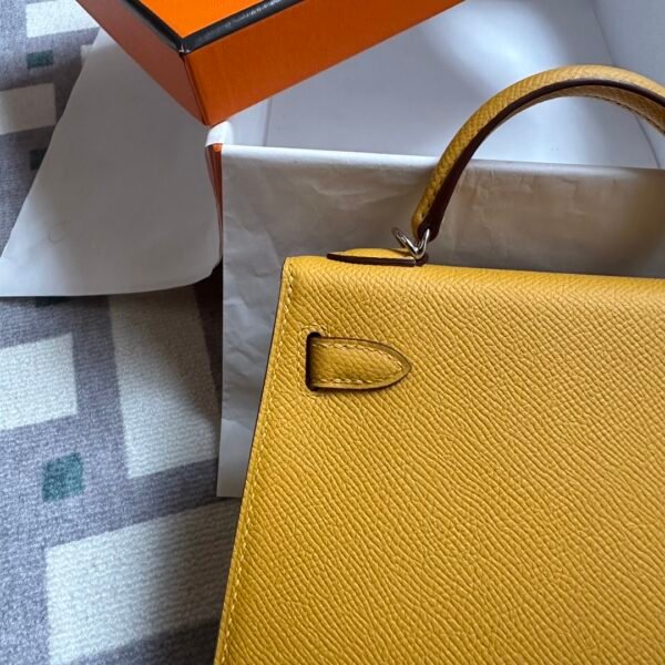 Hermes 9D Jaune Amber Epsom Leather Mini Kelly 19CM Gold Hardware