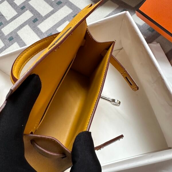 Hermes 9D Jaune Amber Epsom Leather Mini Kelly 19CM Gold Hardware