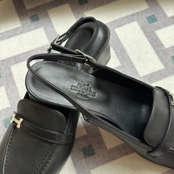 Hermes Infine50 Women’s Sandals Middle-Heel Shoes in Black Size34-41