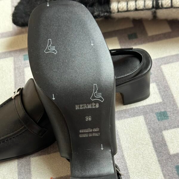 Hermes Infine50 Women’s Sandals Middle-Heel Shoes in Black Size34-41