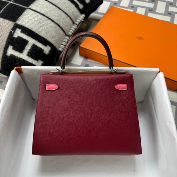 Hermes Bag Kelly Sellier 25CM Epsom Rubis/ Rose Azalee/ Rouge H Silver Hardware