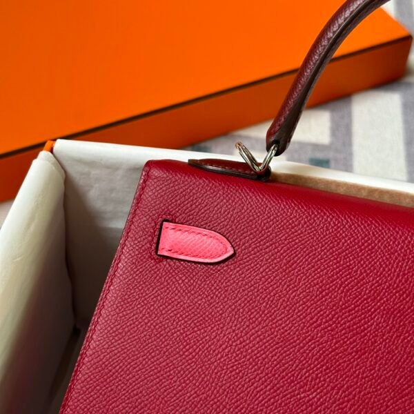 Hermes Bag Kelly Sellier 25CM Epsom Rubis/ Rose Azalee/ Rouge H Silver Hardware