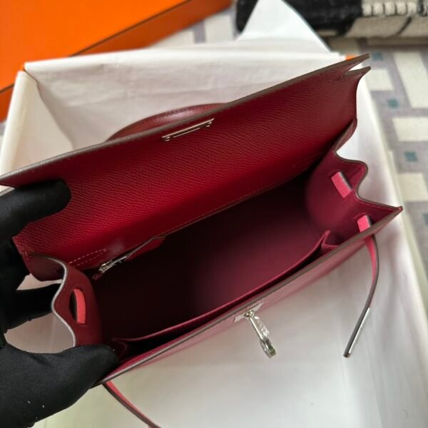 Hermes Bag Kelly Sellier 25CM Epsom Rubis/ Rose Azalee/ Rouge H Silver Hardware