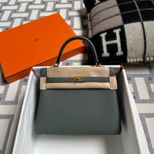 wsxc1718288839976_0 Indonesia Jakarta Hermes Togo Leather Kelly 25CM 63 Vert Amande Gold Hardware