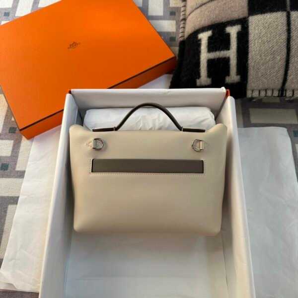 Hermes Kelly 2424 Mini Evercolor Craie / Swift Gris Asphalt Silver Hardware