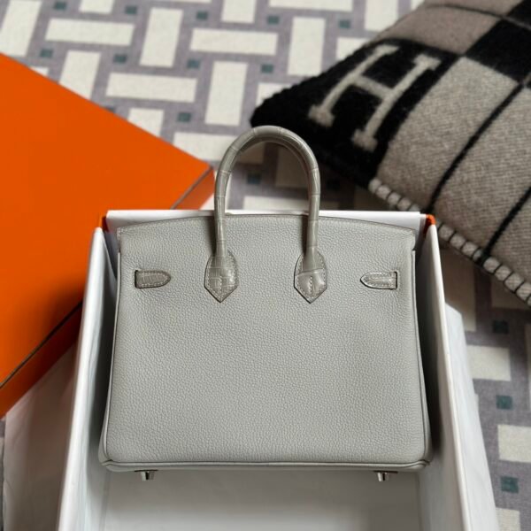 Hong Kong Hermes Birkin Touch 25CM Togo / Matte Crocodile 80 Gris Pearl Silver Hardware