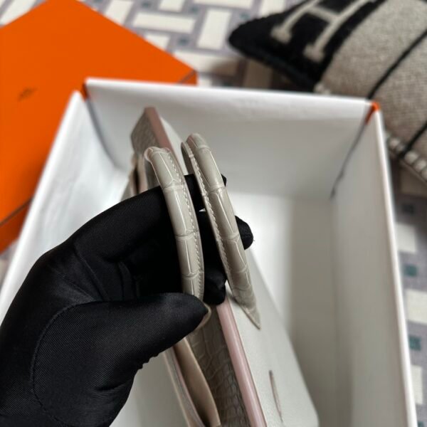 Hong Kong Hermes Birkin Touch 25CM Togo / Matte Crocodile 80 Gris Pearl Silver Hardware