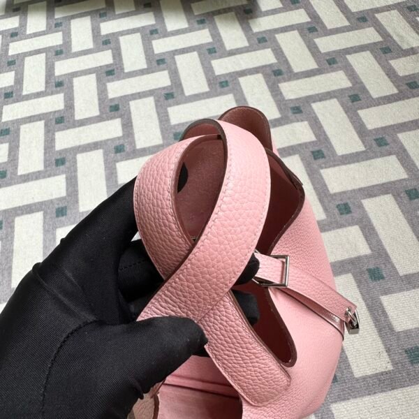 Hermes Picotin 18CM Clemence Leather 3Q Rose Sakura Silver Hardware