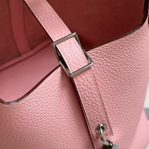 Hermes Picotin 18CM Clemence Leather 3Q Rose Sakura Silver Hardware