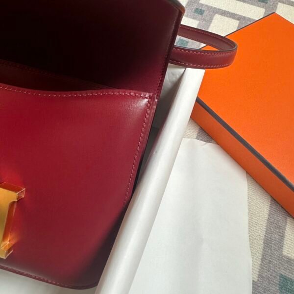 Russia Moscow Hermes Box Leather Constance 18CM 55 Rouge H Gold Hardware