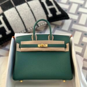 Hermes Bag Images Birkin 25CM Togo Leather Z6 Malachite Gold Hardware