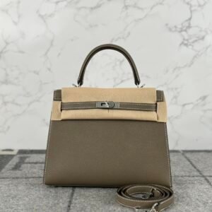 Korea Seoul Hermes Kelly Sellier 25CM Epsom Leather 18 Etoupe Silver Hardware