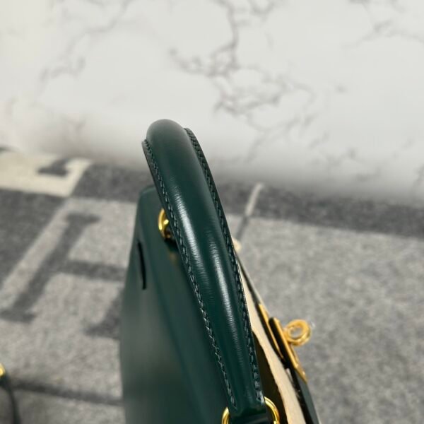 Hermes Bag Price Kelly Sellier 25CM 6O Vert Cypres Box Leather Gold Hardware