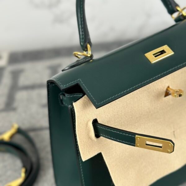 Hermes Bag Price Kelly Sellier 25CM 6O Vert Cypres Box Leather Gold Hardware