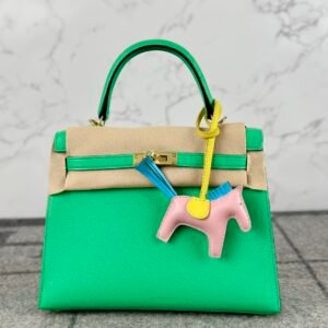 New Arrival Hermes Kelly Sellier 25CM Epsom Leather 0Z Vert Comics Gold Hardware